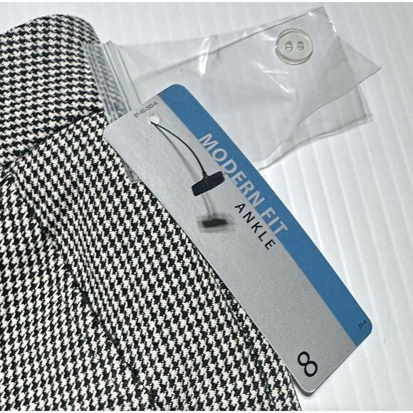 Worthington Modern Fit Pants Size 8 Black White Houndstooth Print Trousers NWT - Picture 5 of 12